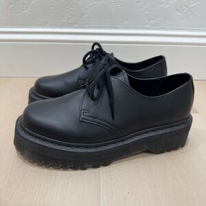 EUC Dr Martens 30651 Vegan Black Platform Oxfords Women US 9 EU 41 Like New